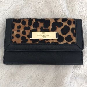 Kate Landry leather and leopard print wallet
